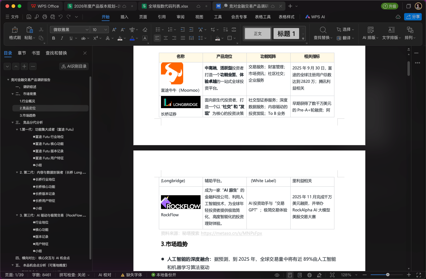 竞对金融交易产品调研报告